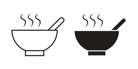 Bowl of soup icons pack. icon for web design isolated on white background