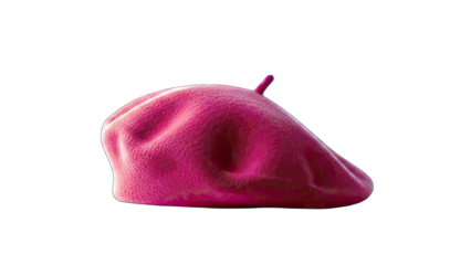 Pink Beret Isolated on White Background
