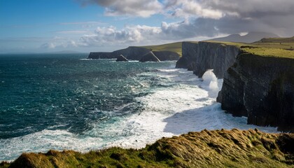 Incredible Waves Pound The Cliffs Of Kerry The Most Spectacular Cliffs In County Kerry Ireland