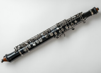 Obraz premium High-quality hyperrealistic image of oboe isolated on white background highlighting intricate details and craftsmanship