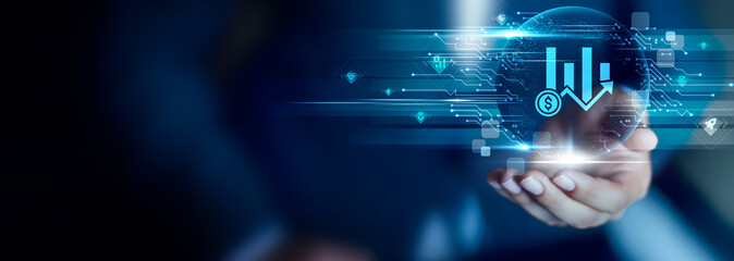 Increase Sales concept, Businessman hold Increase Sales icon. revenue growth, customer reach, market expansion, strategic planning, performance improvement, business success