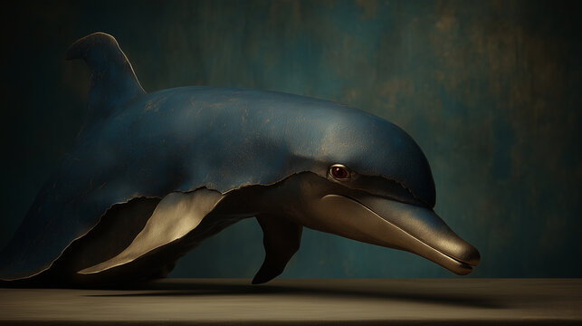 Ultra realistic 3D rendering of a smiling dolphin