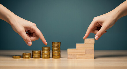 hand holding a stack of coins