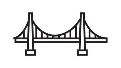 Iconic Suspension Bridge: A minimalist illustration of a majestic suspension bridge. Its elegant lines and iconic design symbolize connection, progress, and architectural prowess.