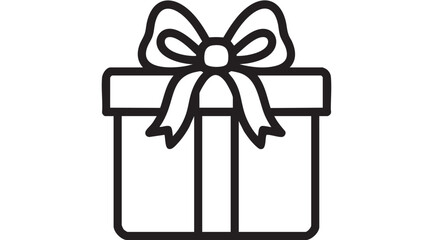 Gift Box Icon: A simple yet elegant outline of a wrapped gift box, complete with a beautifully tied bow, perfect for conveying the message of giving and celebration.