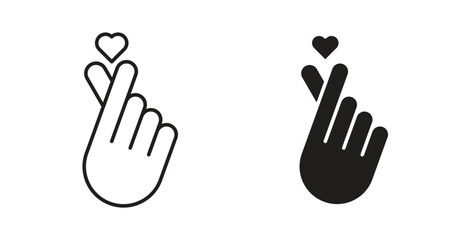 korean heart icons pack. icon for web design isolated on white background