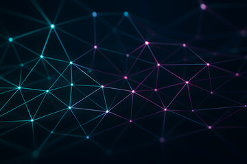 Glowing geometric fractal network abstract background