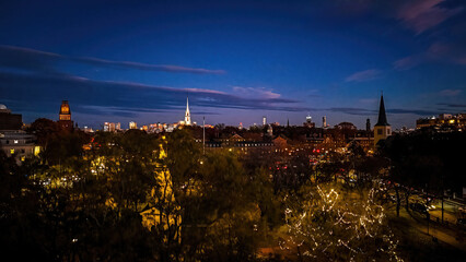 Harvard Square Monument at Night in Cambridge, Massachusetts