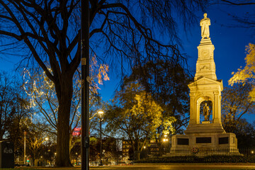 Harvard Square Monument at Night in Cambridge, Massachusetts