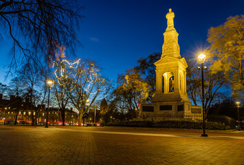 Harvard Square Monument at Night in Cambridge, Massachusetts