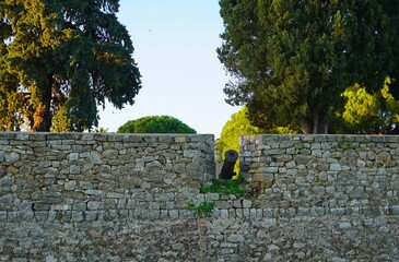 An old cannon and part of the wall of the historic city of Mesolongi, which withstood the sieges by the Ottomans, during the independence war of Greece in 1821