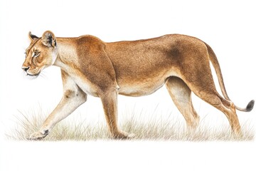 Obraz premium Lioness Stalks Gazelle in Open Field During Daytime