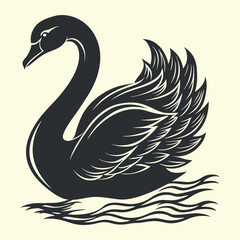 Obraz premium Stylized Black Swan Illustration on Water bird