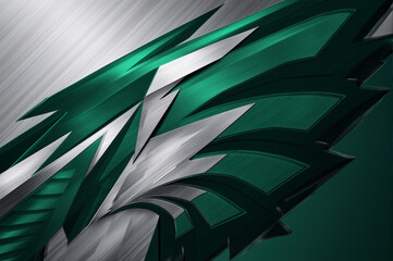 Abstract green and silver eagle feather texture. Sports team spirit background.