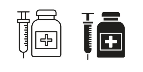 Vaccination icons pack. icon for web design isolated on white background