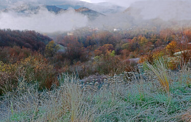 Chilly morning in the country in the fall