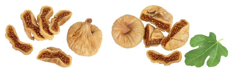 dried fig isolated on white background. Top view. Flat lay