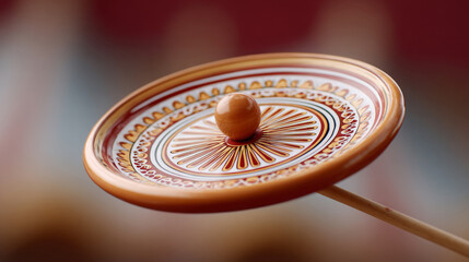 Traditional art of spinning plate on stick for circus and entertainment