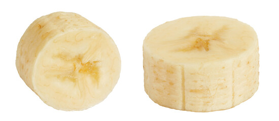 peeled banana isolated on white background