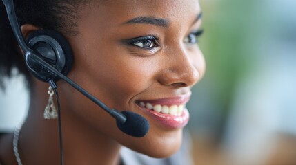 smiling customer support agent close up