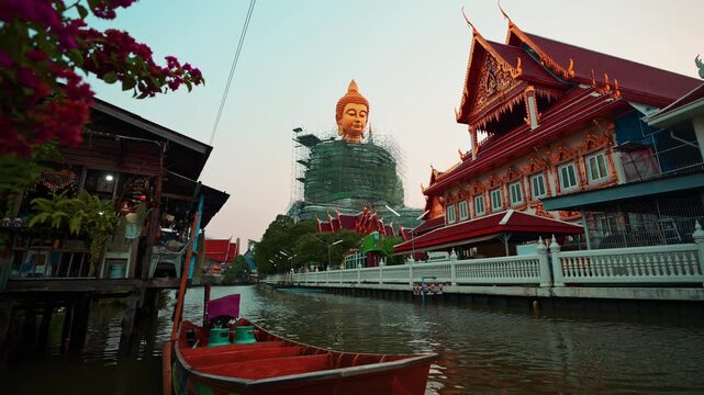 Thailand temple Wat Paknam Phasi Charoen Thailand famous landmark and popular travel destination Bangkok, Thailand 4K
