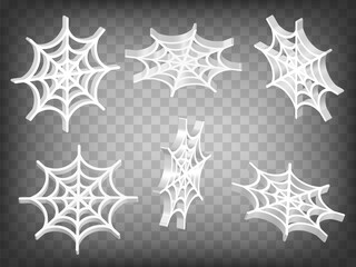 Blank collection 3d SpiderWeb symbol on transparent background. SpiderWeb sign 3D icon illustration with different views and angles. Graphic elements for your design. EPS 10