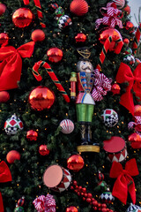 christmas tree decoration in the city, holiday background