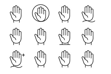 Thin outline hand ring icon wave vector circle curve minimalist fingers fold
