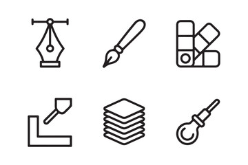 Graphic design and art tools icons set