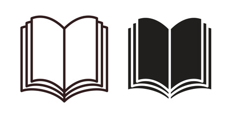 Book icons design is in black and white, line stock illustration