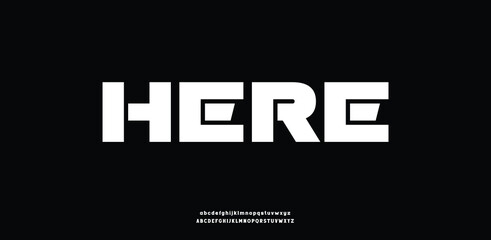 A bold, angular techno font with blocky futuristic shapes perfect for modern digital and sci-fi designs.
