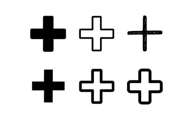 Fototapeta premium Minimalist cross symbols in various outline and fill styles