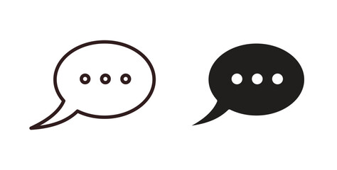 Chat icons design is in black and white, line stock illustration