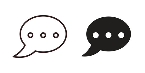 Chat icons design is in black and white, line stock illustration