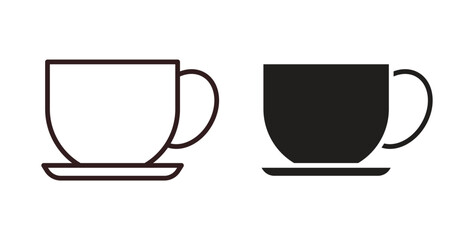 Coffee icons design is in black and white, line stock illustration