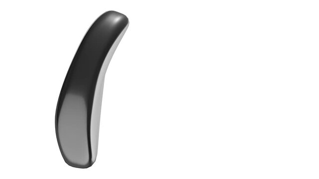 Abstract background loop with a Curved black and white glossy 3D object isolated on a white background.

