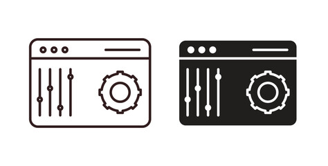 Control panel icons design is in black and white, line stock illustration