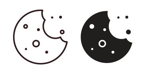 Cookie icons design is in black and white, line stock illustration