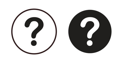 Doubts button icons design is in black and white, line stock illustration