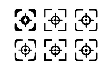 Minimalist target icons collection: precise focus symbol set in various styles