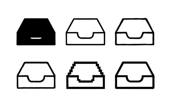 Diverse inbox tray icons in various styles for organization and design