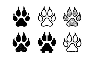 Naklejka premium Variety of animal paw prints in different artistic styles