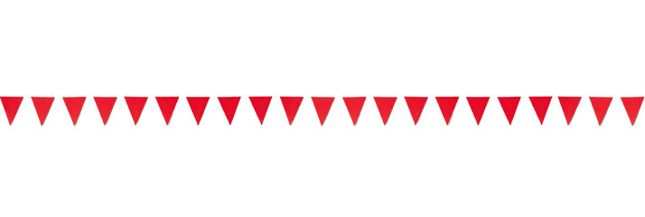Red Triangle Pennant Flags or Bunting Banner, Isolated on white background with Oil Paint Texture (PNG)