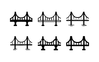 Fototapeta premium Minimalist bridge icons set in various art styles