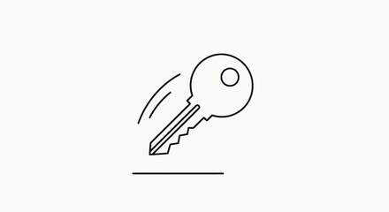 Line Art Illustration of a Key Bouncing Off a Surface.