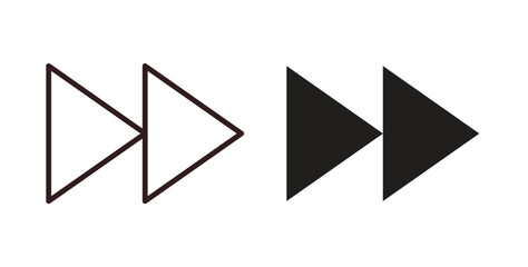 Fast forward icons design is in black and white, line stock illustration