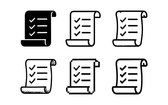 Set of checklist icons: diverse styles for tasks and organization