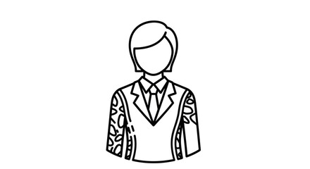 Line Art Illustration of a Woman in a Suit and Tie.