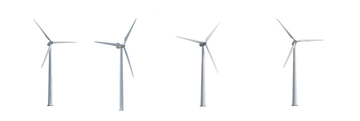 Set of Modern Wind Turbine Isolated Oil Paint Texture (PNG)