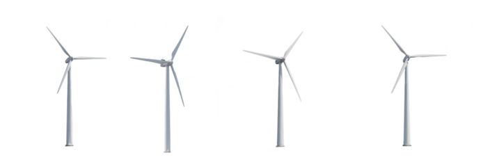 Set of Modern Wind Turbine Isolated Oil Paint Texture (PNG)